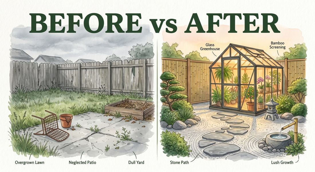 Before and After: What a Greenhouse Does to Your Backyard