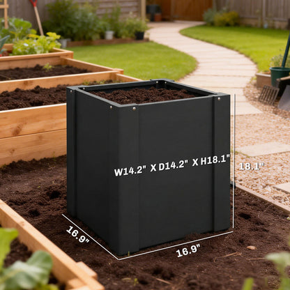 ZenGrow Black Garden Planter — flat-pack assembly parts with hardware included