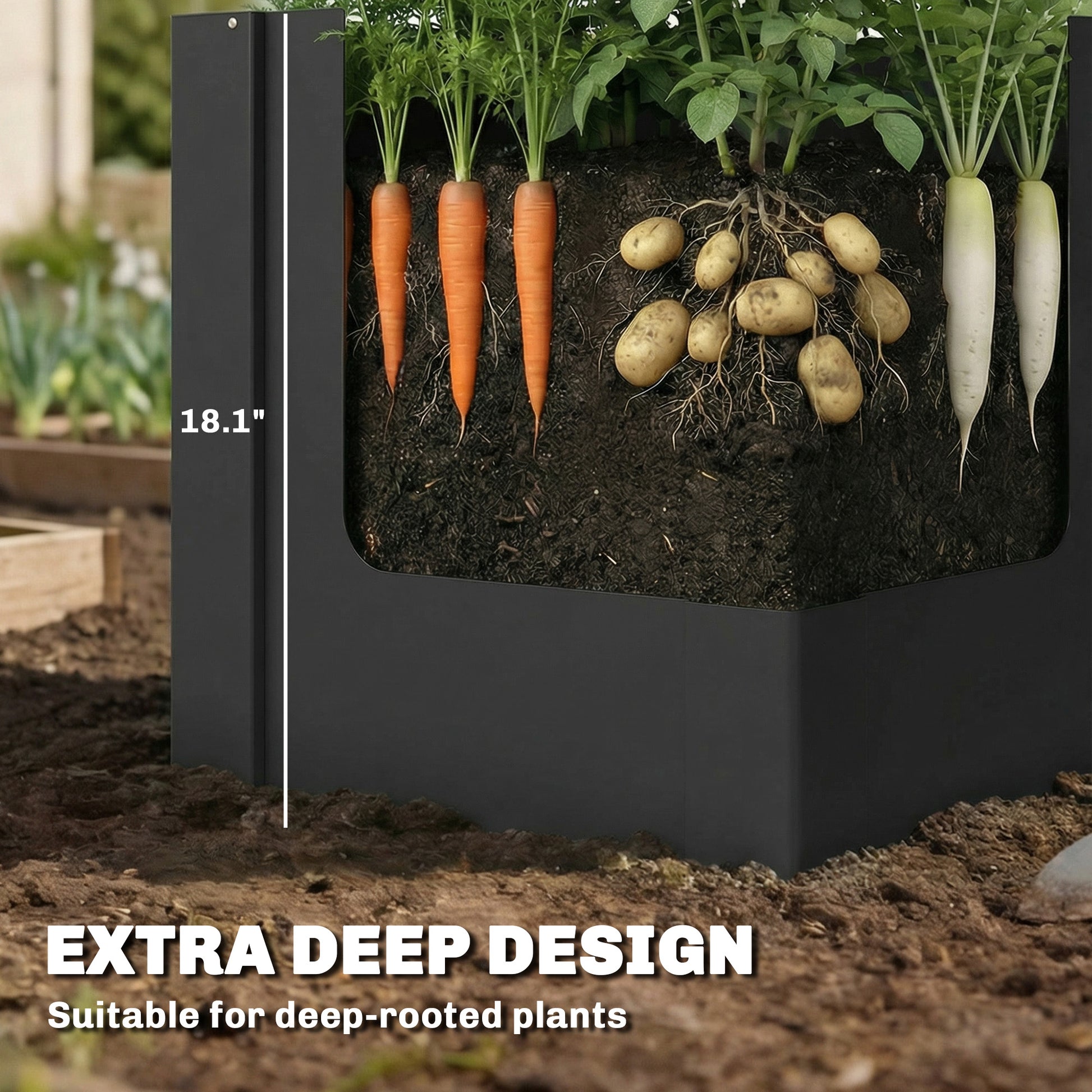 ZenGrow Black Planter — powder-coated black finish on galvanized steel raised bed