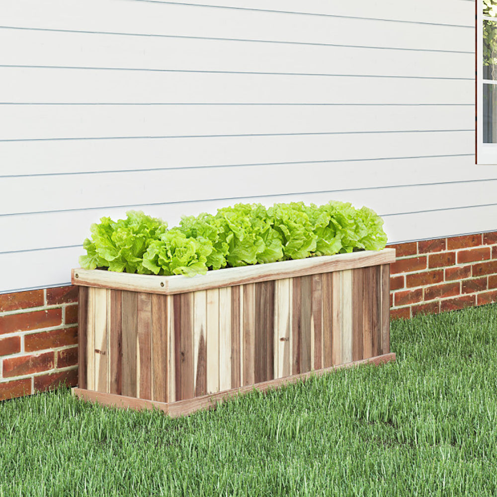 ZenGrow Acacia Raised Bed — assembled in garden setting with herbs growing inside