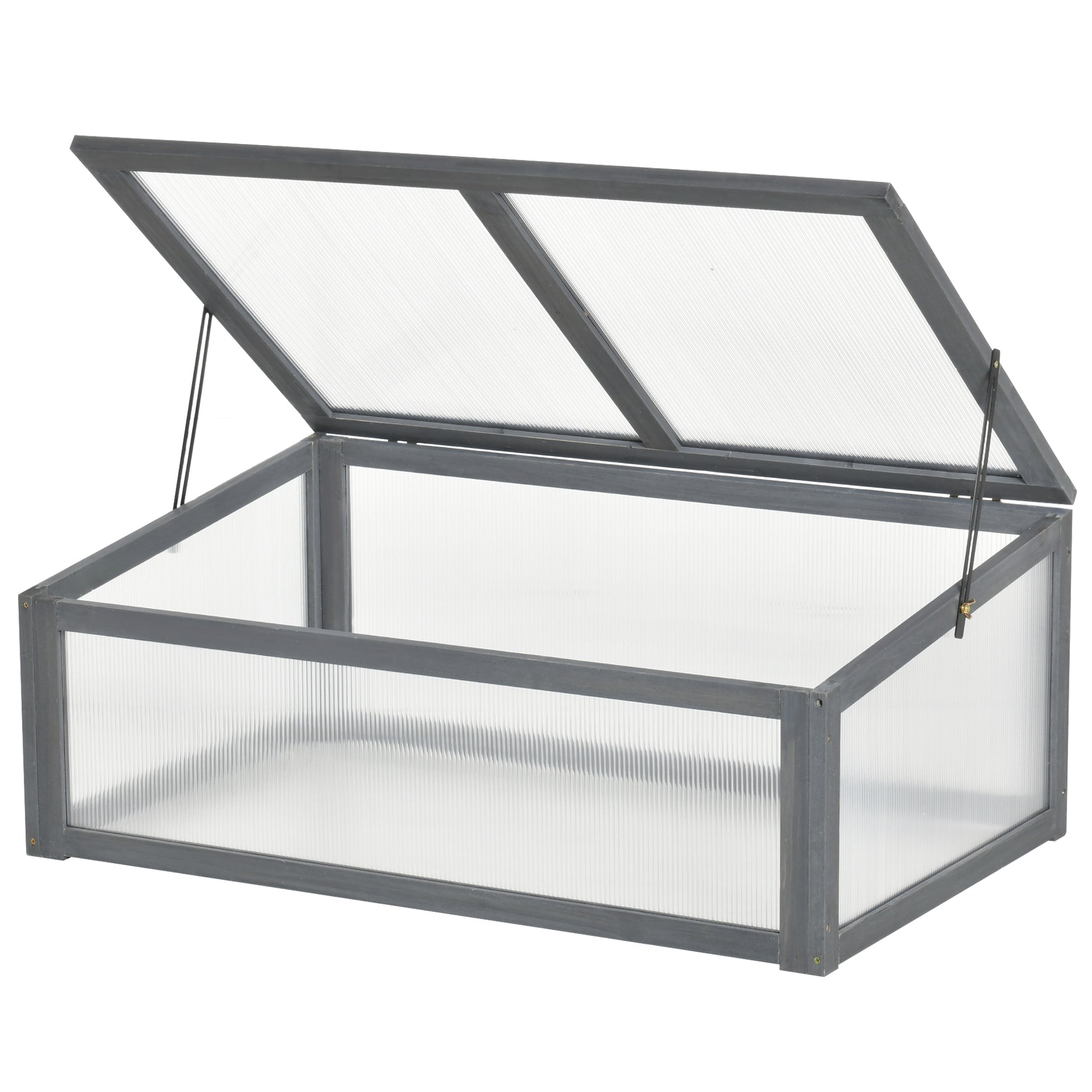 ZenGrow Compact Cold Frame — 100x65x40cm tilted polycarbonate lid in grey