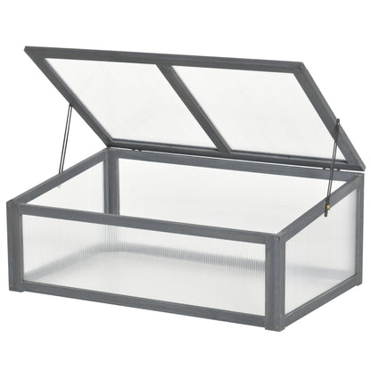 ZenGrow Compact Cold Frame — 100x65x40cm tilted polycarbonate lid in grey