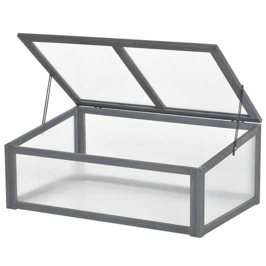 ZenGrow Compact Cold Frame — 100x65x40cm tilted polycarbonate lid in grey