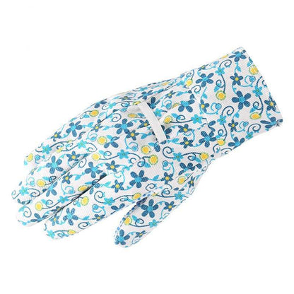 ZenGrow Printed Garden Gloves — pair shown in natural greenhouse setting