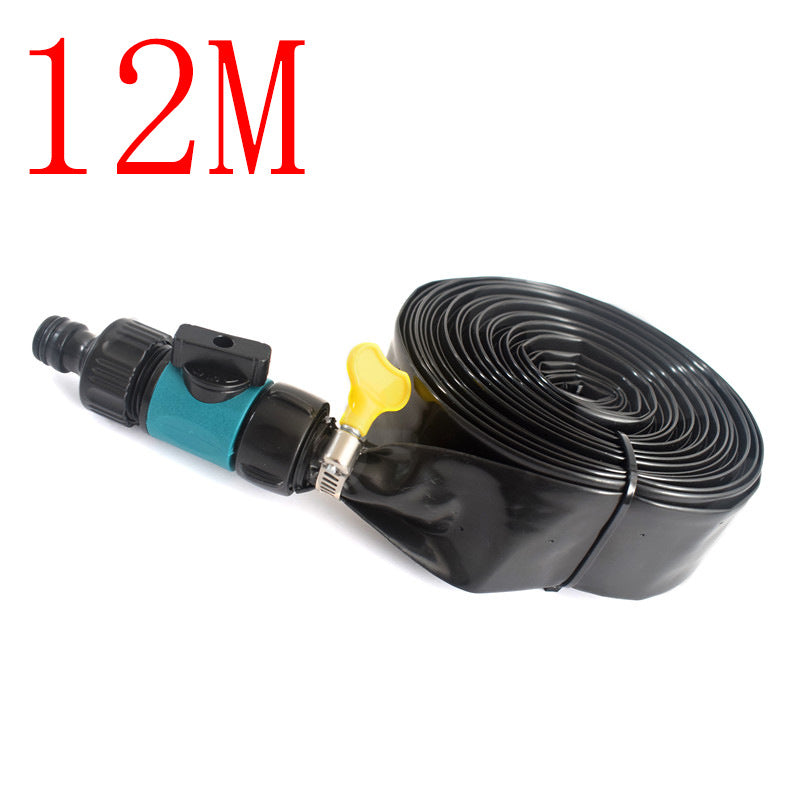 ZenGrow 12m Misting Hose — installed along greenhouse bench for plant cooling