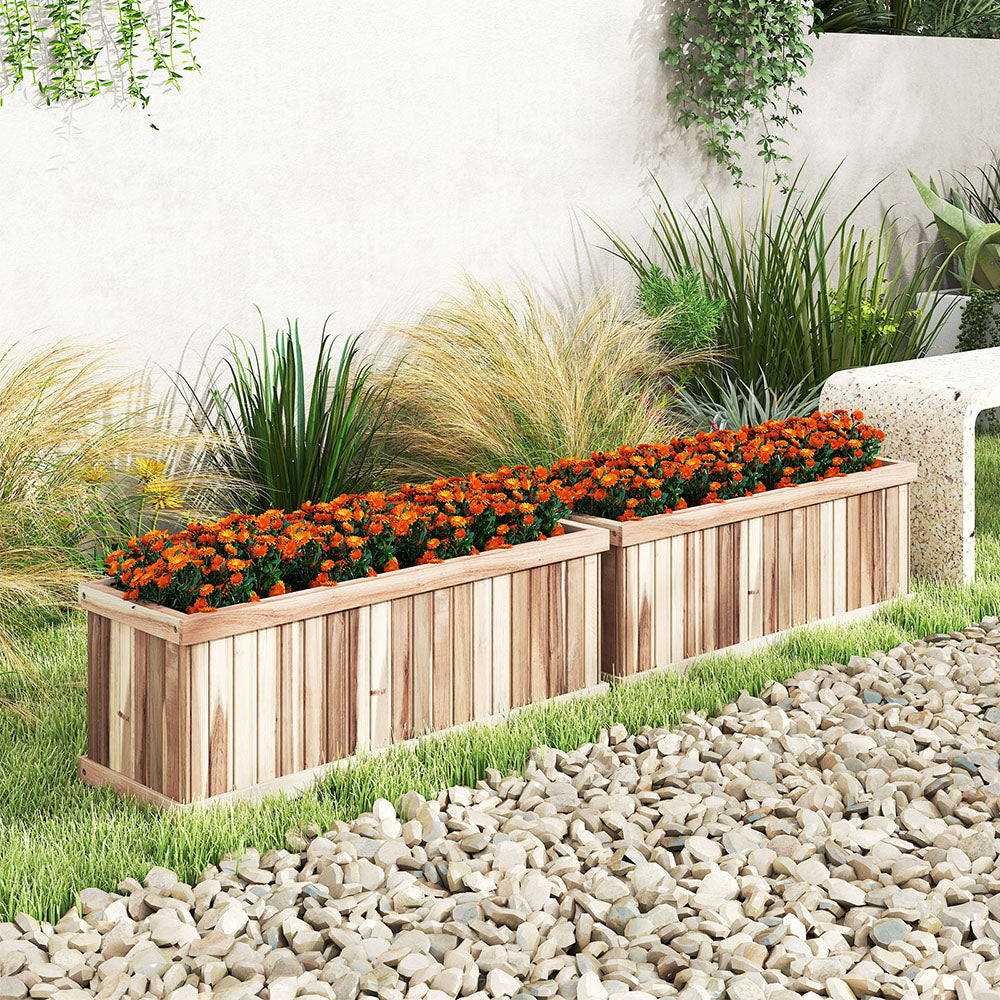 ZenGrow Acacia Planter — natural wood grain finish on hardwood raised bed