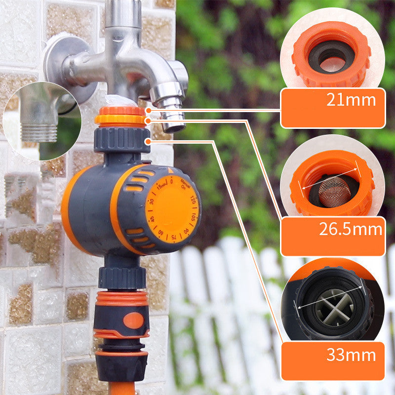 ZenGrow Mechanical Timer — close-up of dial and hose fitting connection