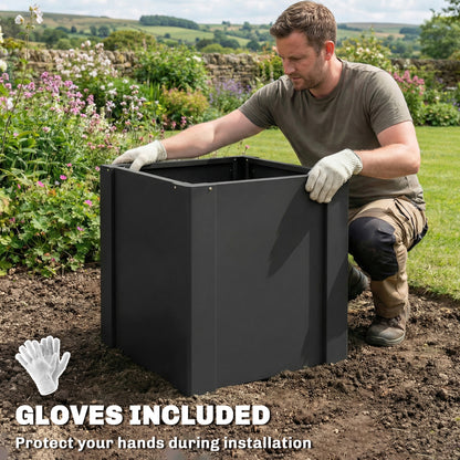 ZenGrow Black Planter — close-up of corner bracket and panel connection detail