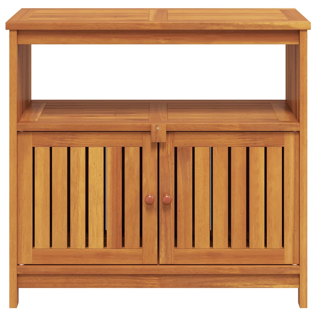 ZenGrow Acacia Table — natural wood grain console table in garden setting
