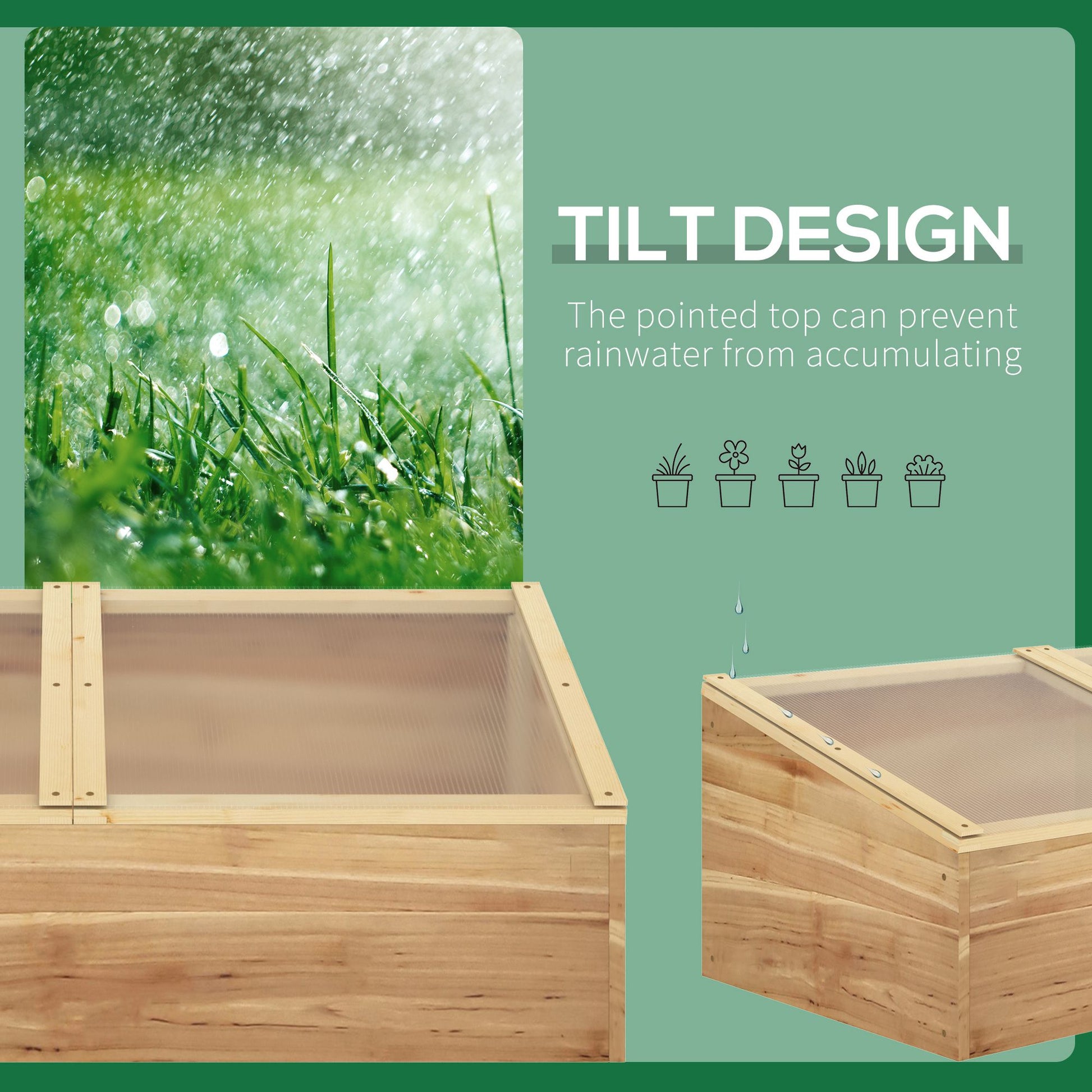 ZenGrow Mini Greenhouse — seed trays visible inside natural wood cold frame