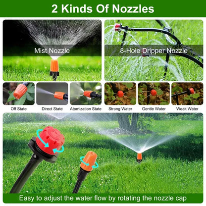 ZenGrow Long-Run Irrigation — misting nozzle detail showing spray pattern