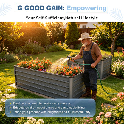 ZenGrow Deep Raised Bed — galvanized steel panels with gray powder-coat finish