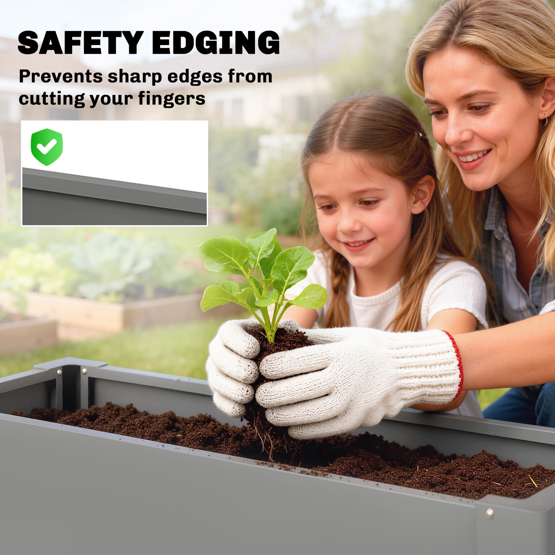 ZenGrow Galvanized Planter — close-up of steel corner joint and drainage base