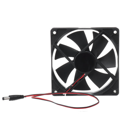 ZenGrow Solar Greenhouse Fan — side view showing solar panel and fan unit