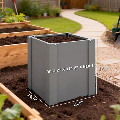 ZenGrow Gray Planter — compact galvanized raised bed for small greenhouse spaces