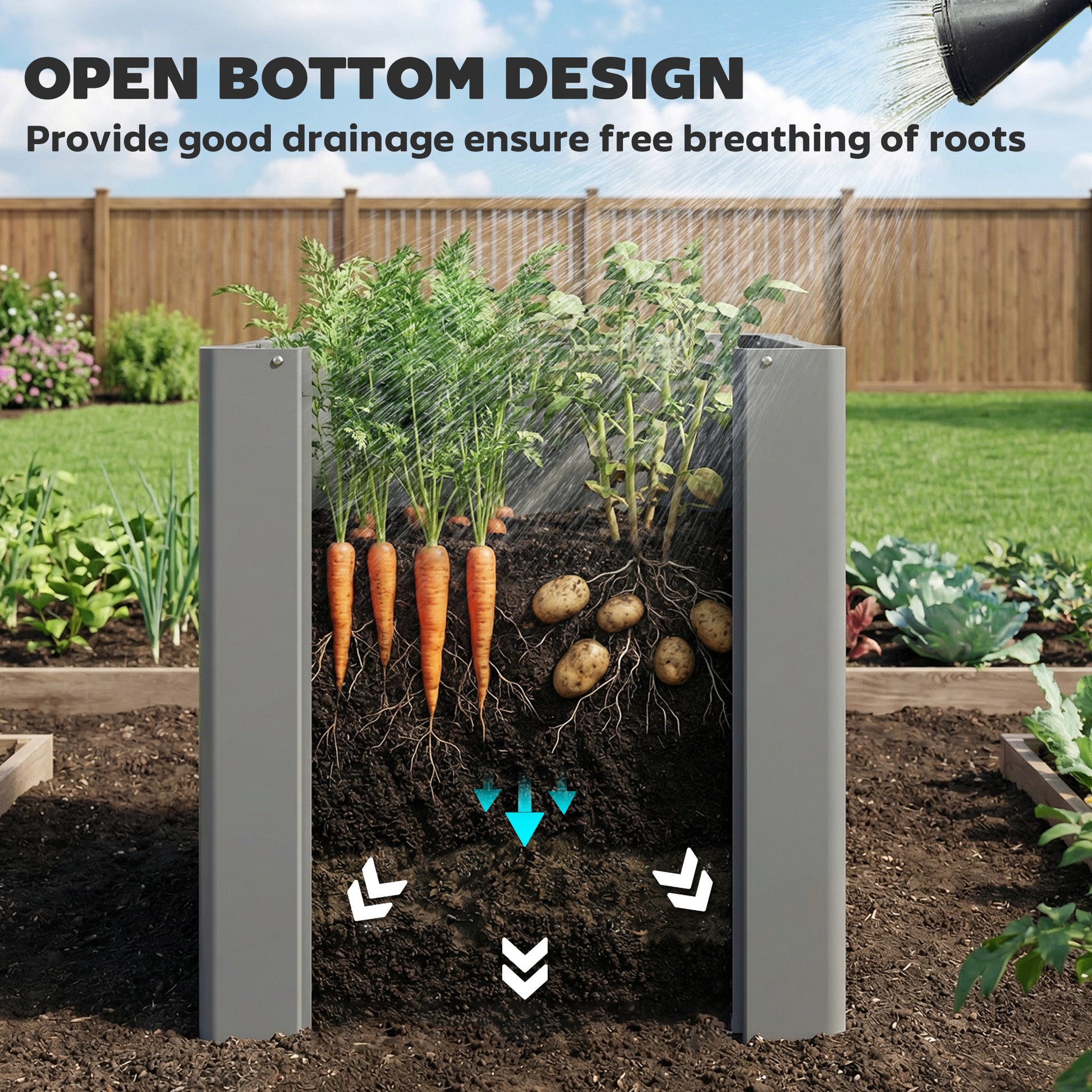 ZenGrow Small Raised Bed — corrugated steel sides with natural gray finish