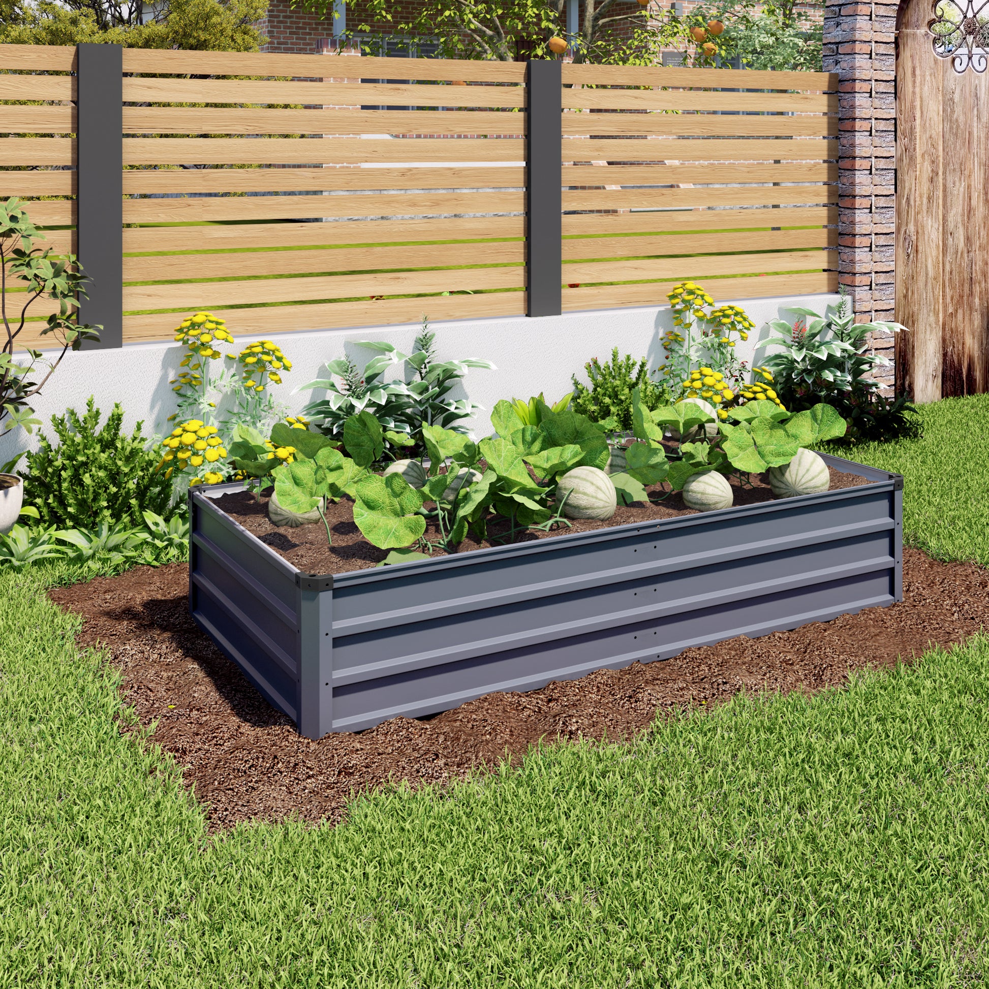 ZenGrow Large Galvanized Garden Bed — 6x3x1ft kit, 2-pack in grey