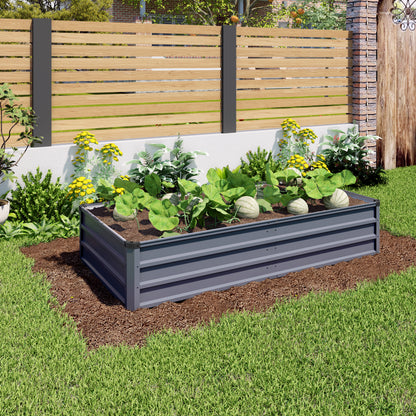 ZenGrow Large Galvanized Garden Bed — 6x3x1ft kit, 2-pack in grey