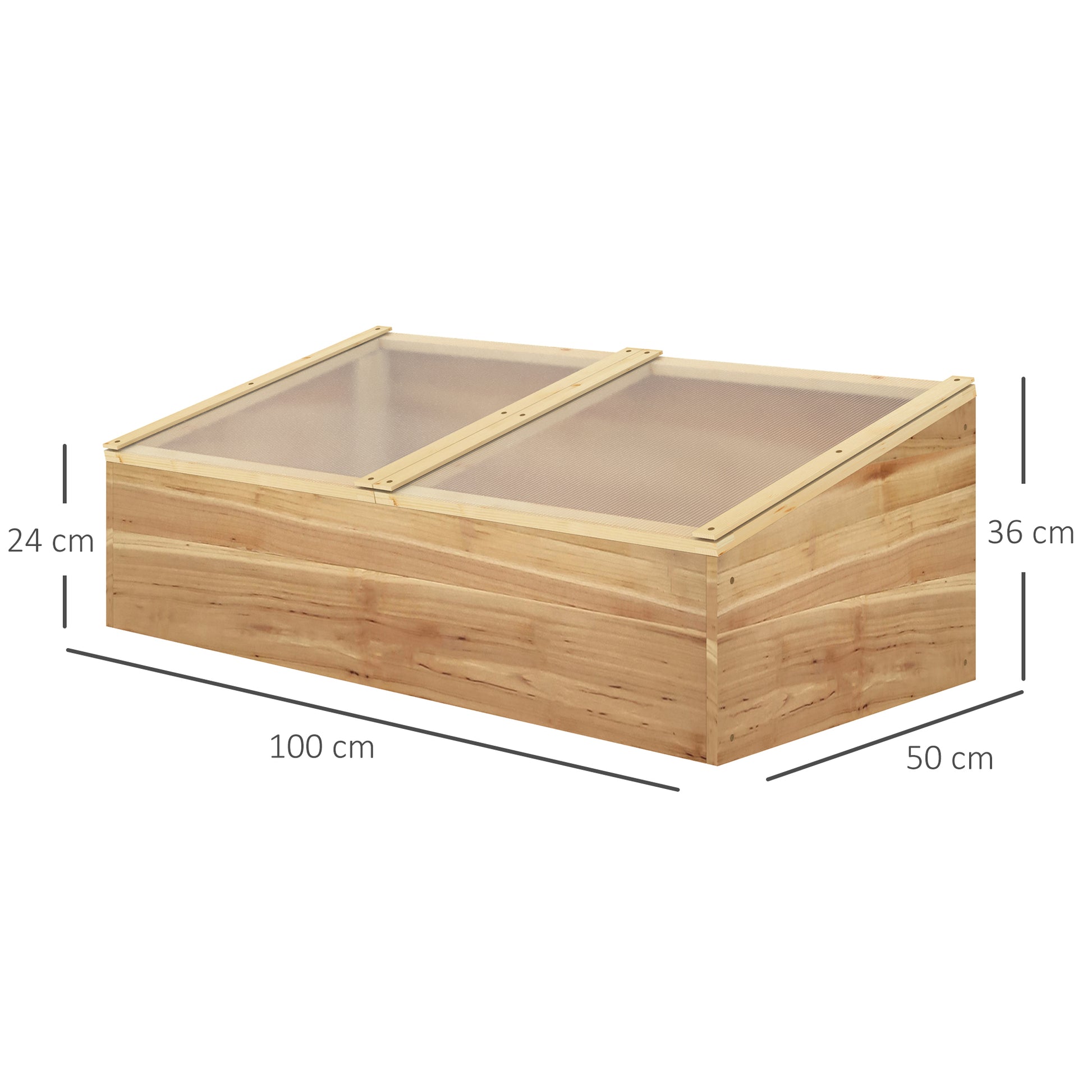 ZenGrow Cold Frame — hinged polycarbonate lid open showing interior growing space