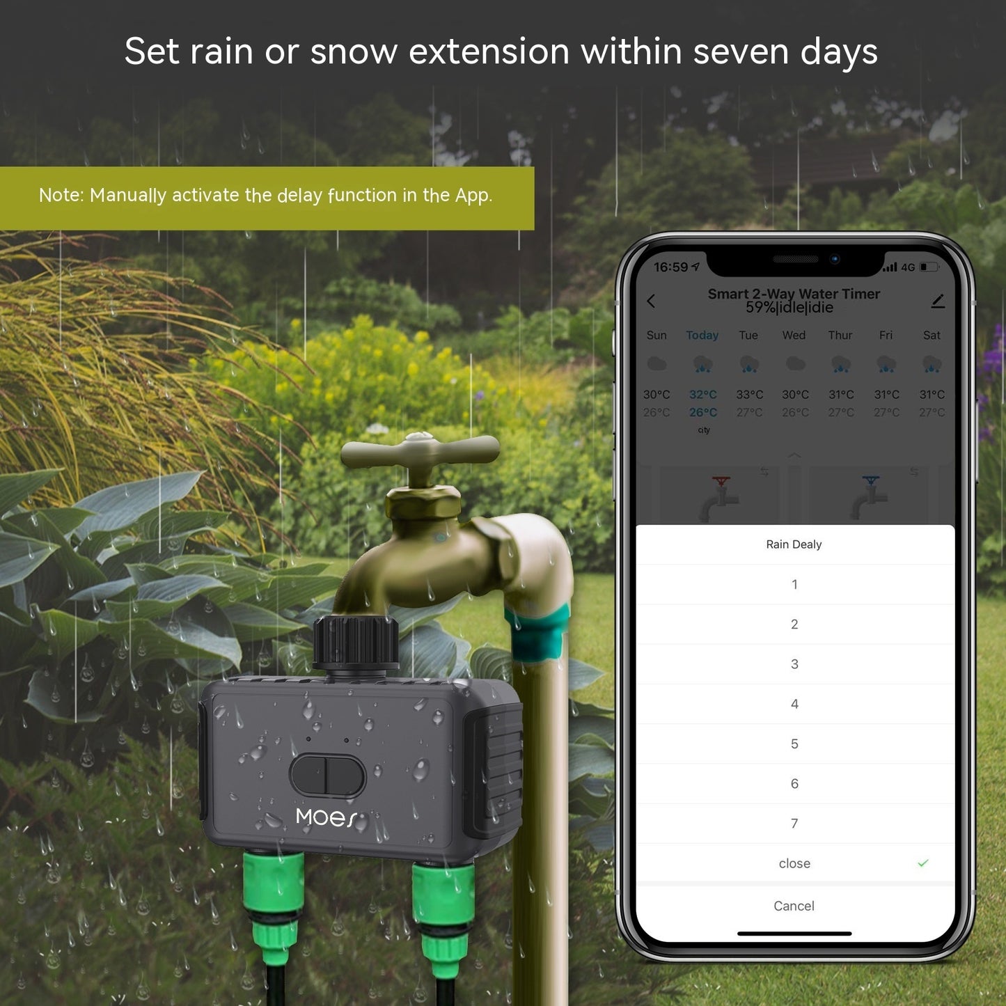 ZenGrow Bluetooth Controller — installed on greenhouse exterior tap connection