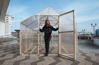 Casa Wooden Greenhouse — front entrance with open doors