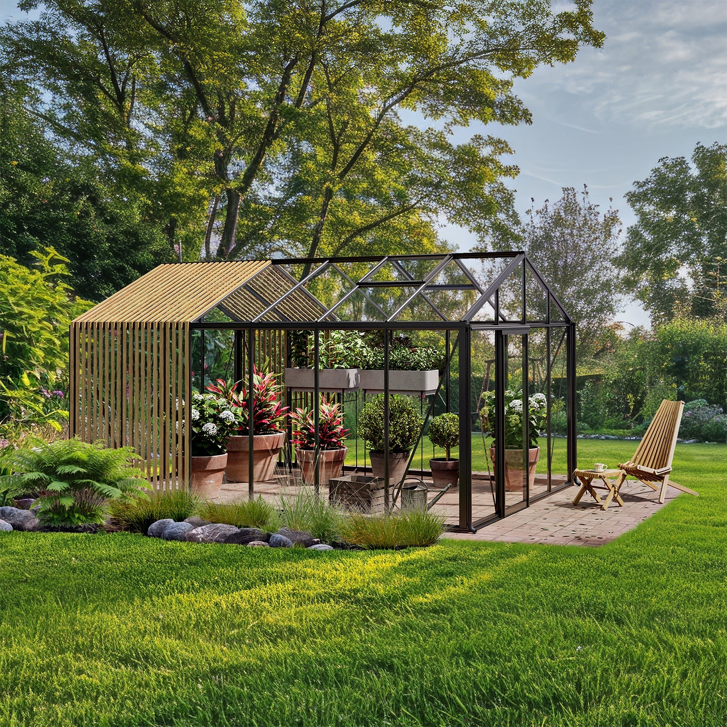 Aurora with Accoya wood — Japandi greenhouse