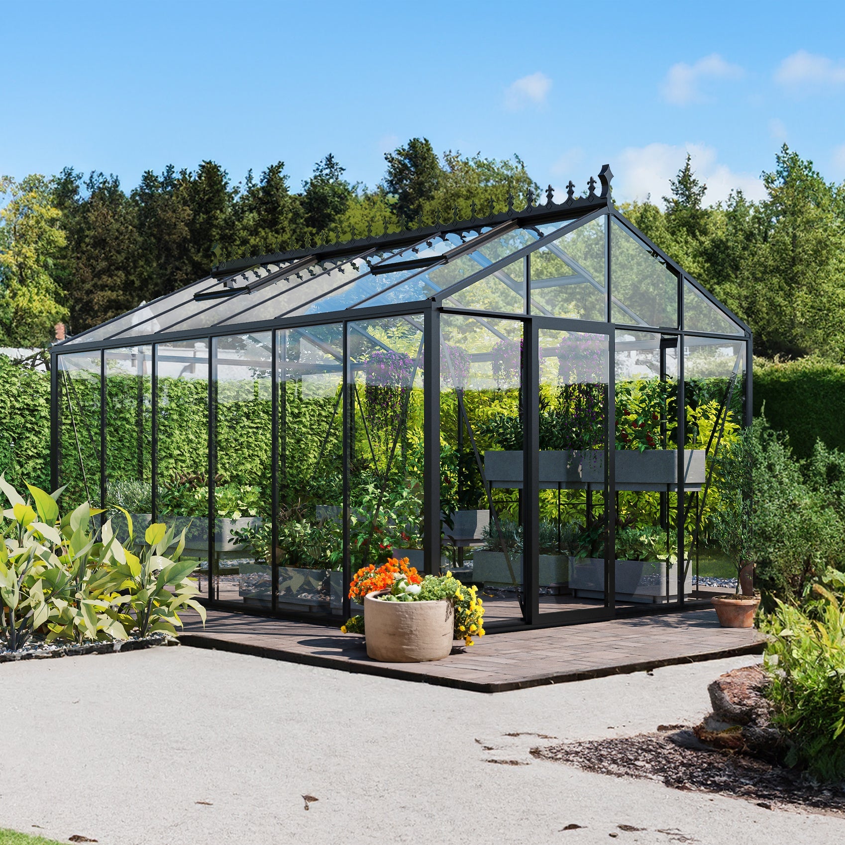Aurora Classic Glass Greenhouse — garden setting