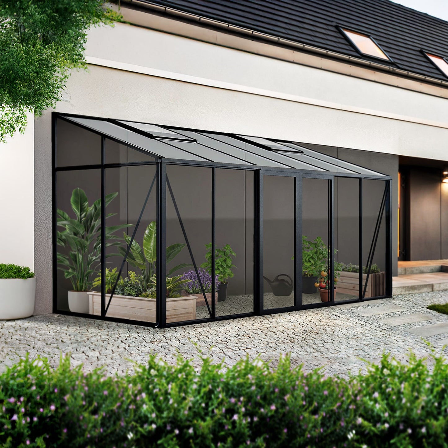 Aurora Lean-To Glass Greenhouse — detail