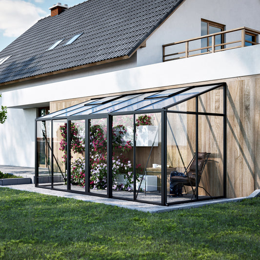Aurora Lean-To XL Deep Glass Greenhouse