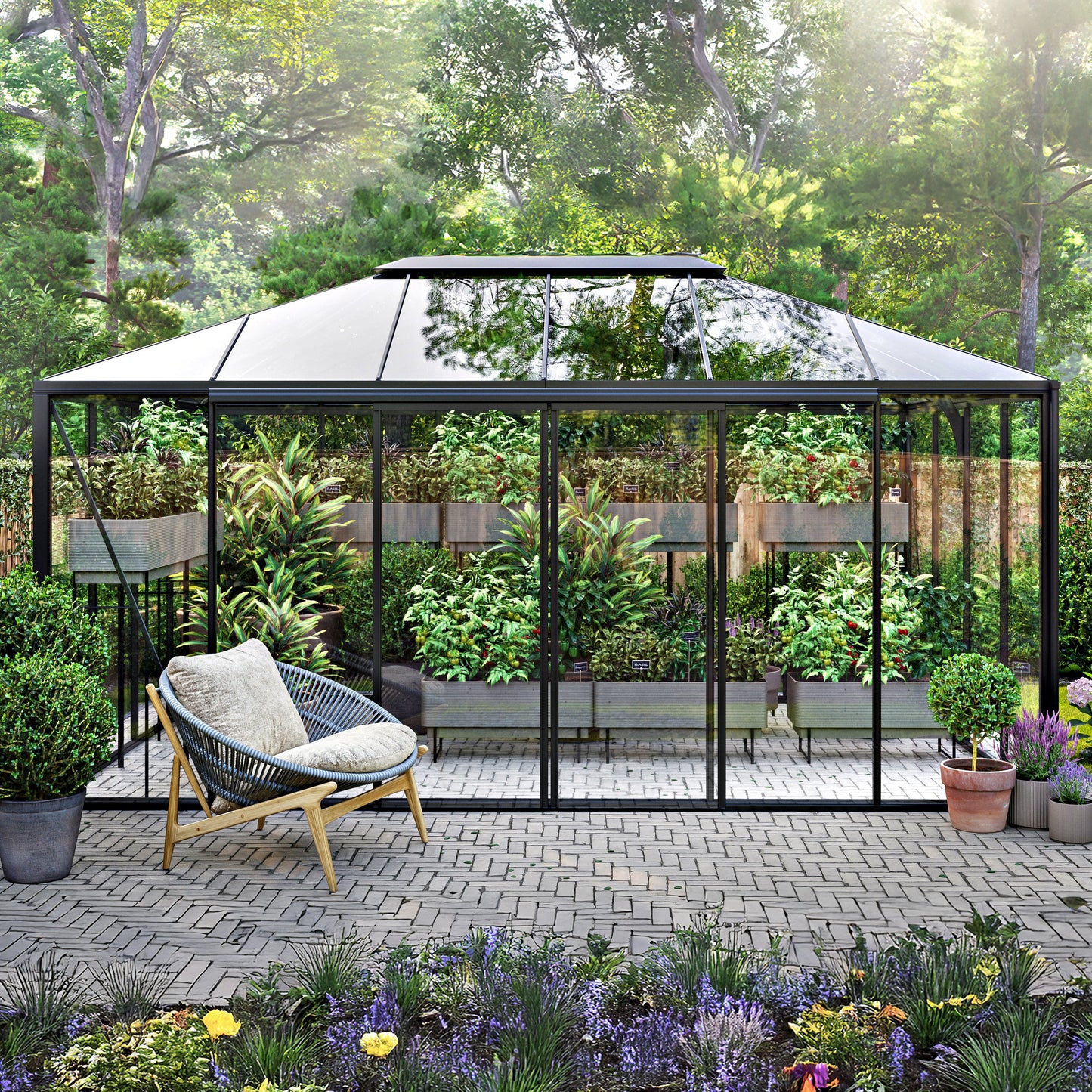 Aurora Pyramid Glass Greenhouse — side view