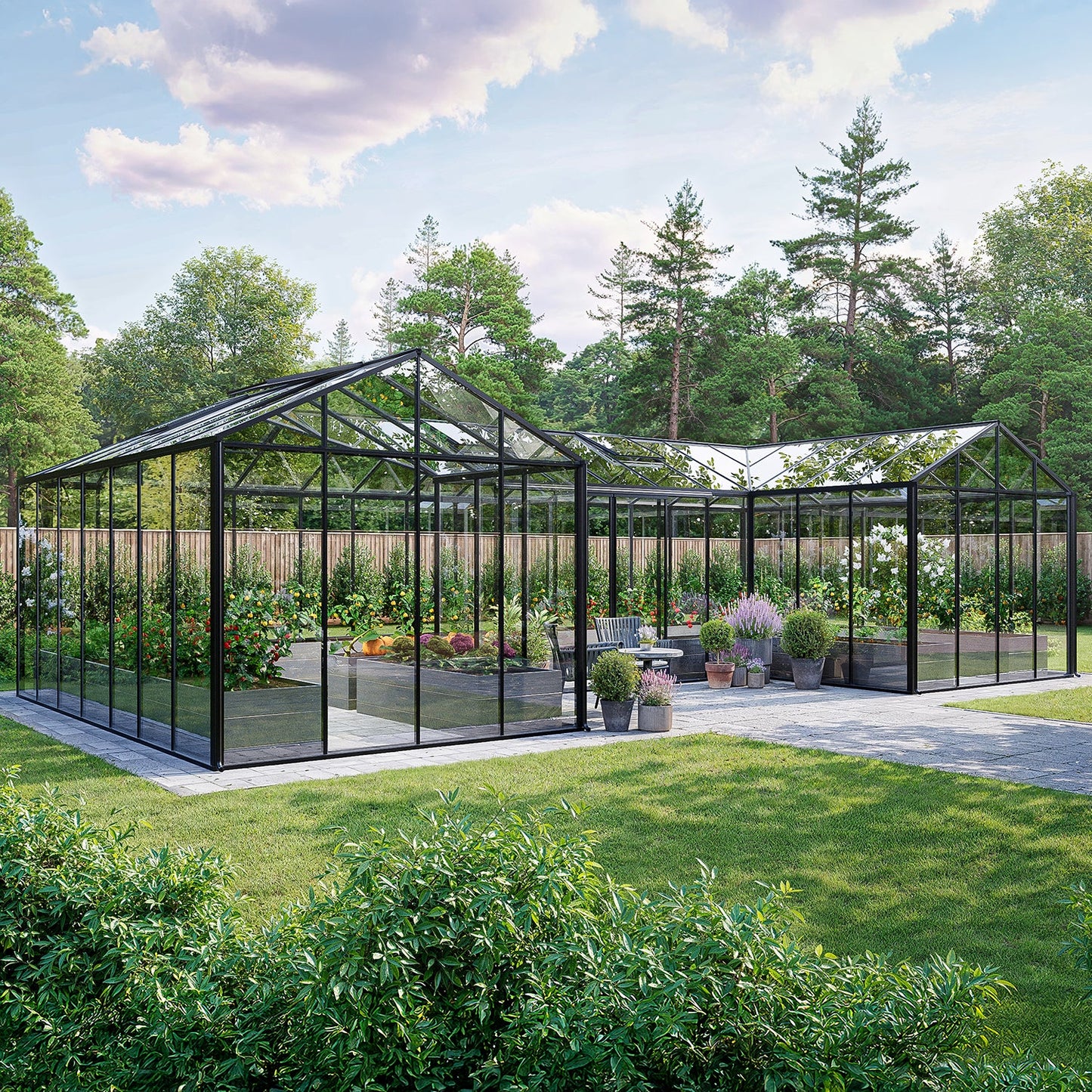 Aurora T-Shape Orangerie Glass Greenhouse — square view 1