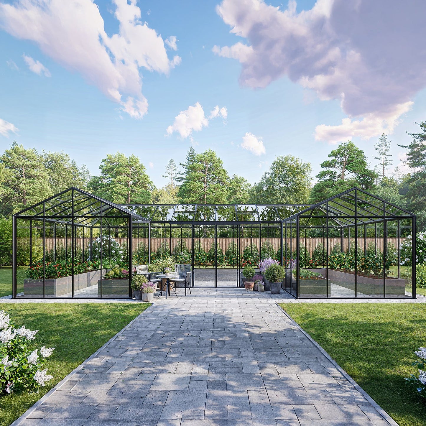 Aurora T-Shape Orangerie Glass Greenhouse — square view 2