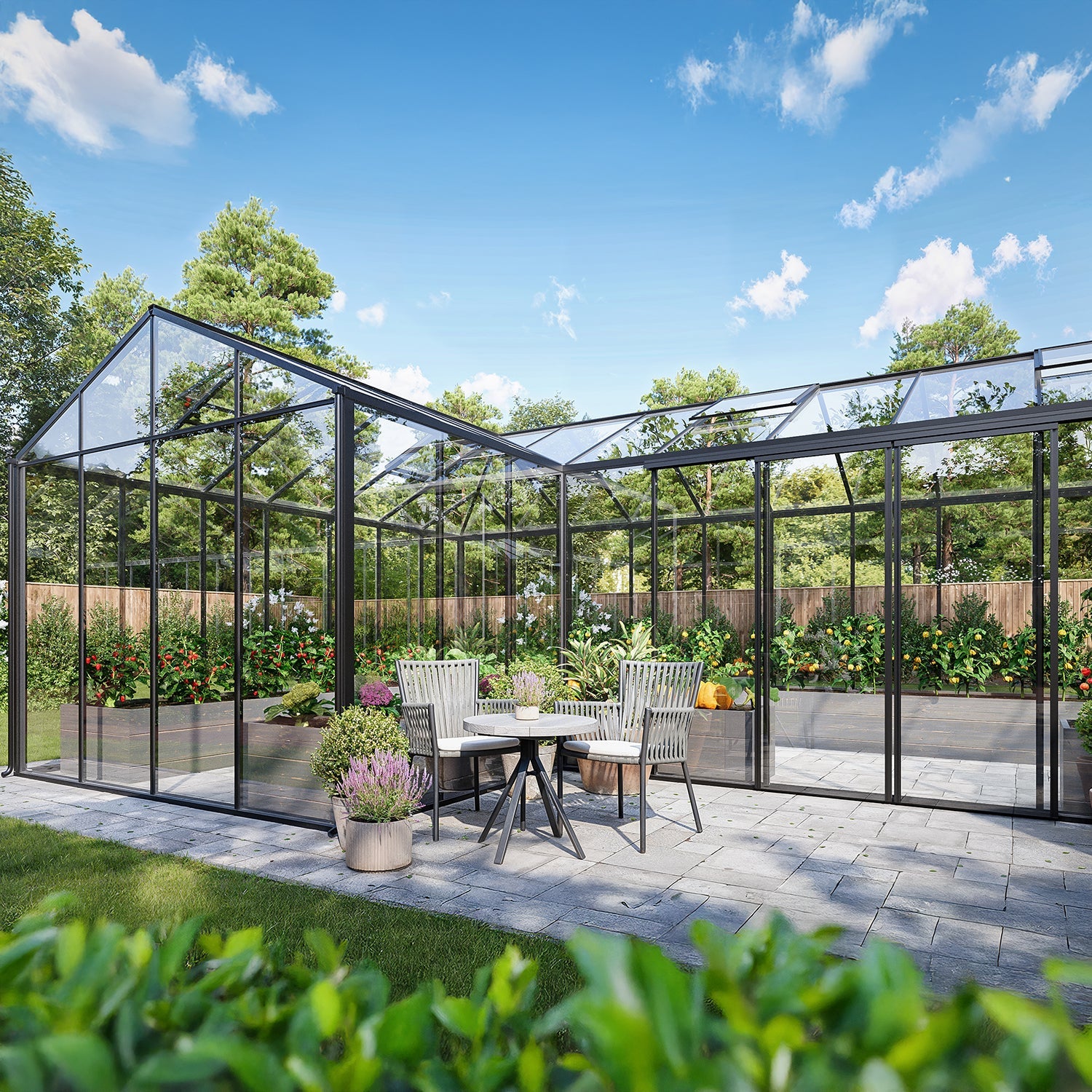 Aurora T-Shape Orangerie Glass Greenhouse — square view 3