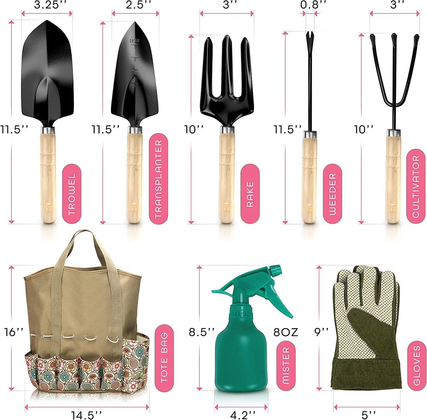 ZenGrow 8-Piece Garden Kit — ergonomic handles and precision stainless blades