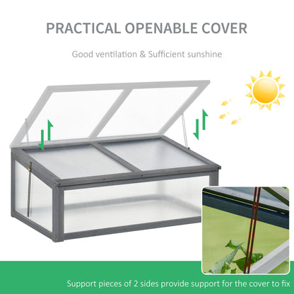 ZenGrow Grey Grow Frame — close-up of tilted lid hinge and wood frame joint