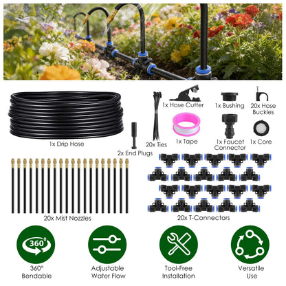 ZenGrow 49ft Irrigation — full kit layout showing tubing, emitters and connectors