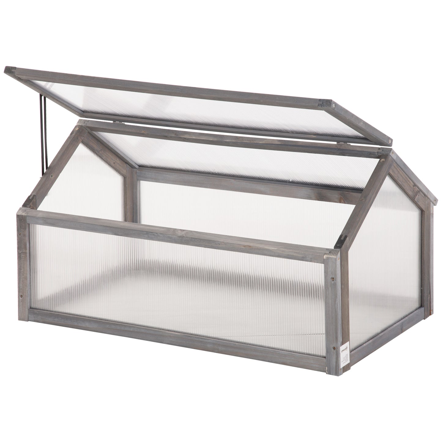 ZenGrow Wooden Cold Frame — 90x52x50cm openable polycarbonate grow house in grey