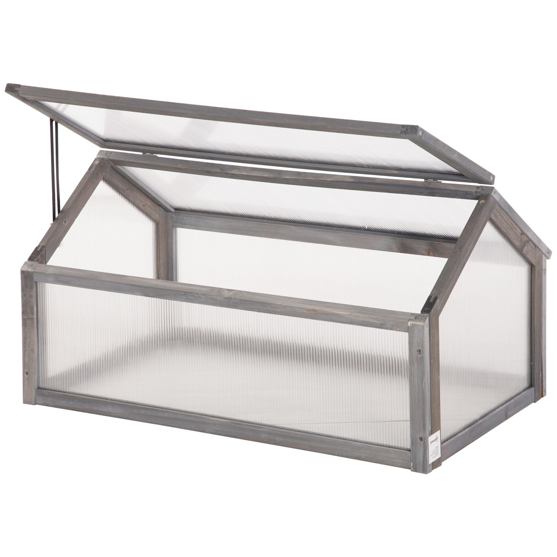 ZenGrow Wooden Cold Frame — 90x52x50cm openable polycarbonate grow house in grey