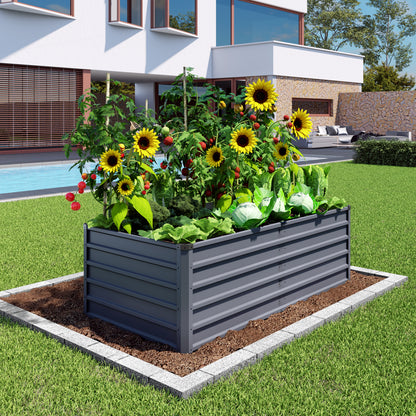ZenGrow Large Galvanized Garden Bed — 6x3x2ft deep kit, 2-pack in grey