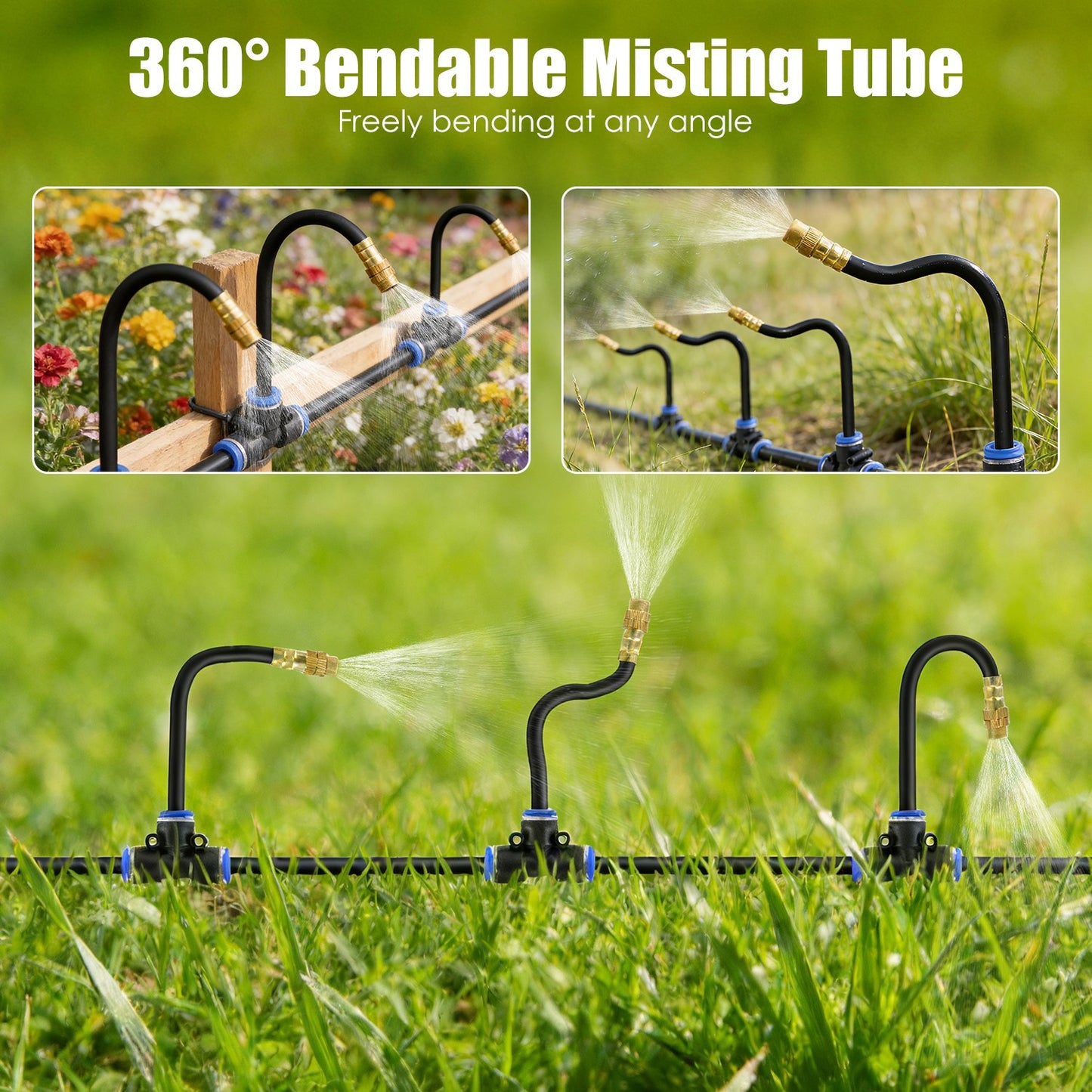 ZenGrow Auto-Watering Kit — tubing routing diagram for greenhouse bed layout