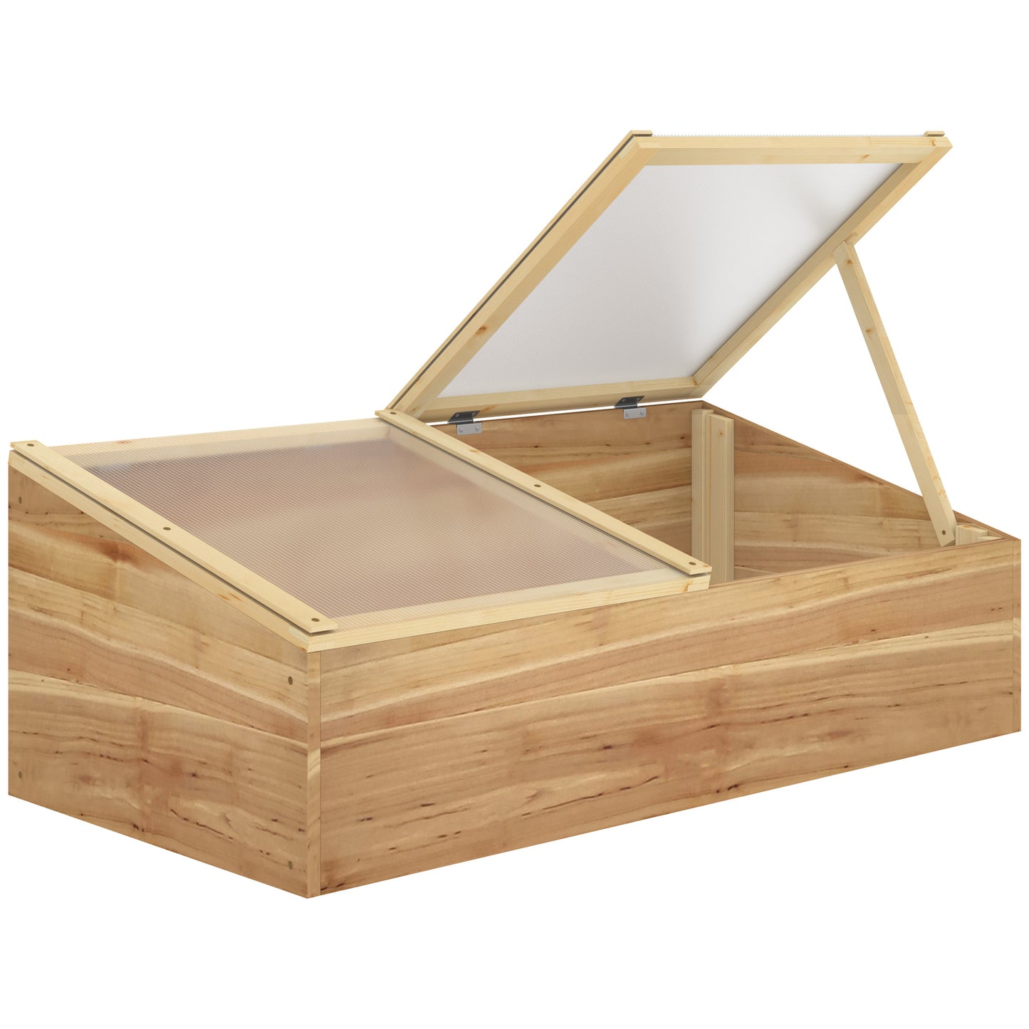 ZenGrow Wooden Cold Frame — 100x50x36cm polycarbonate grow house in natural wood